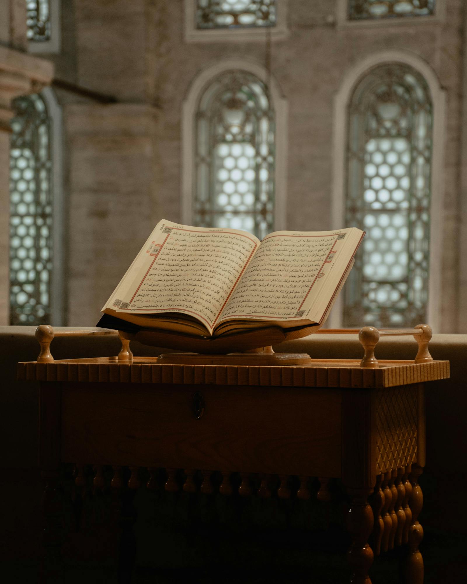 Open Quran on table for Tajweed lesson